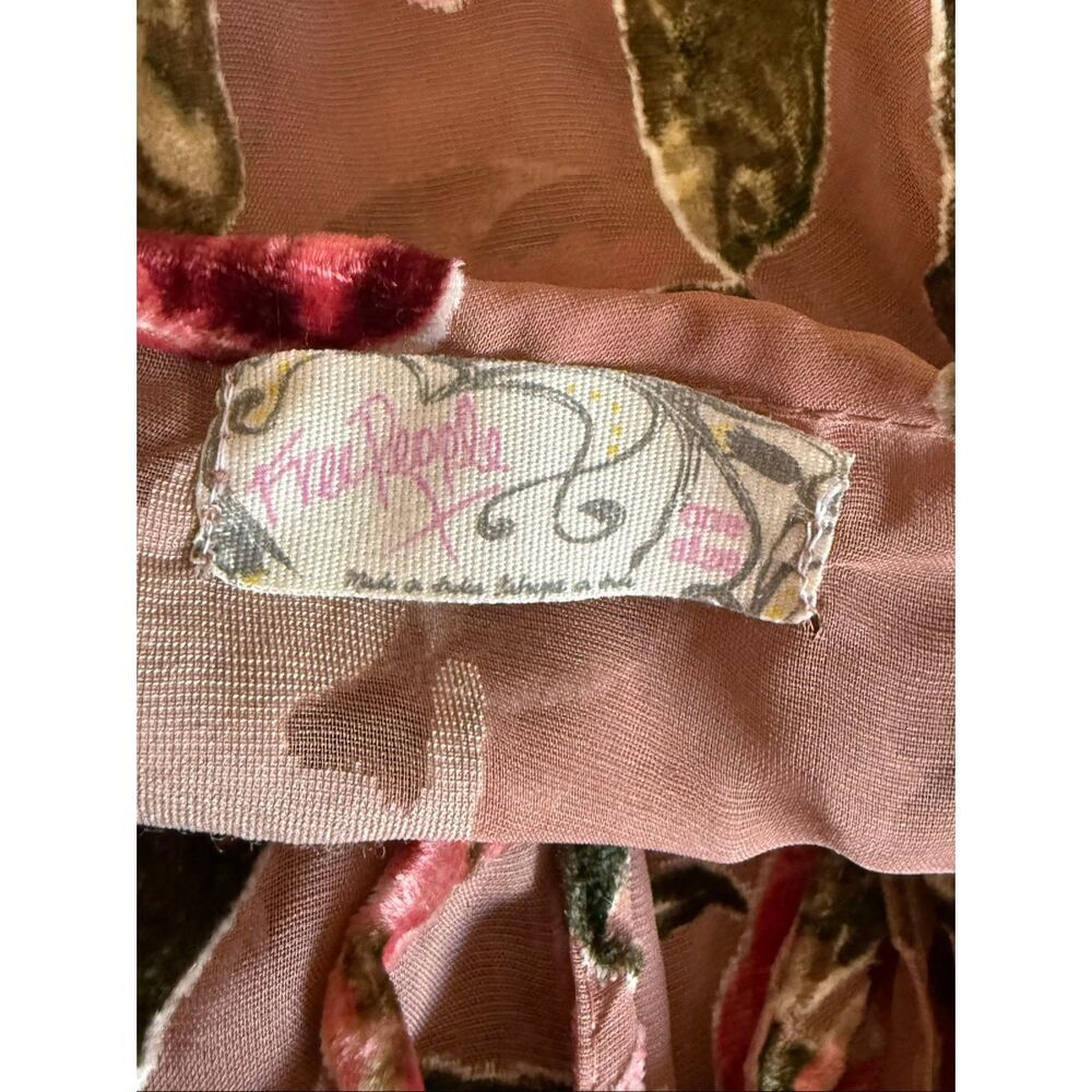 Free People Juliet Velvet Floral Balloon Long Sleeve Kimono Multicolor One Size - Picture 12 of 13